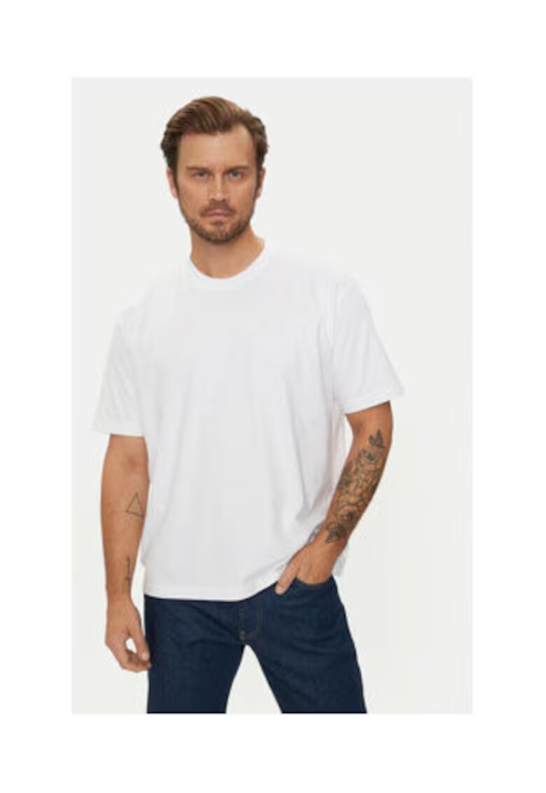 GUESS JEANS Tricou uni din amestec de bumbac organic - Alb