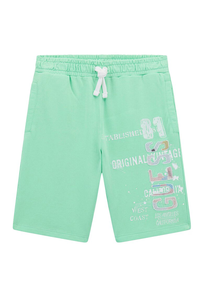 GUESS KIDS Bermude de bumbac cu aplicatie logo - Verde menta