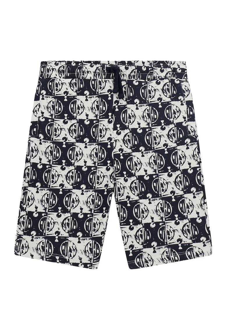 GUESS KIDS Bermude de bumbac cu logo - Alb murdar/Gri antracit