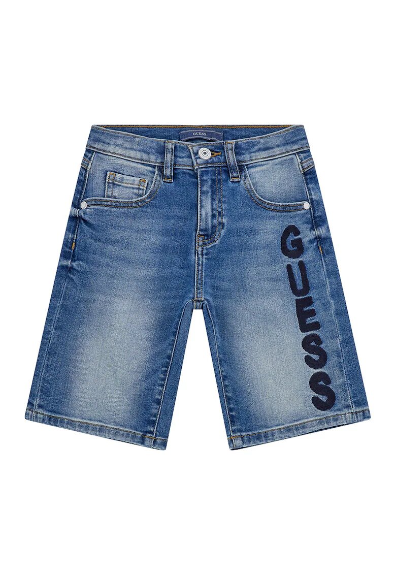 GUESS KIDS Bermude de denim cu logo brodat - Albastru prafuit
