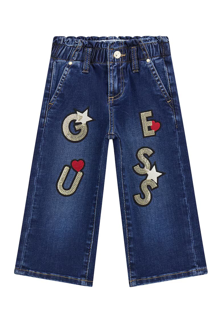 GUESS KIDS Blugi cu croiala ampla - logo si talie elastica - Albastru inchis