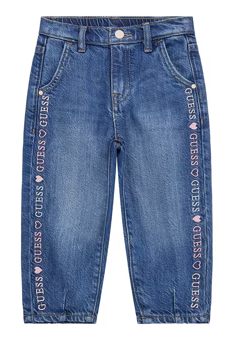 GUESS KIDS Blugi din amestec de lyocell cu logo brodat - Albastru prafuit