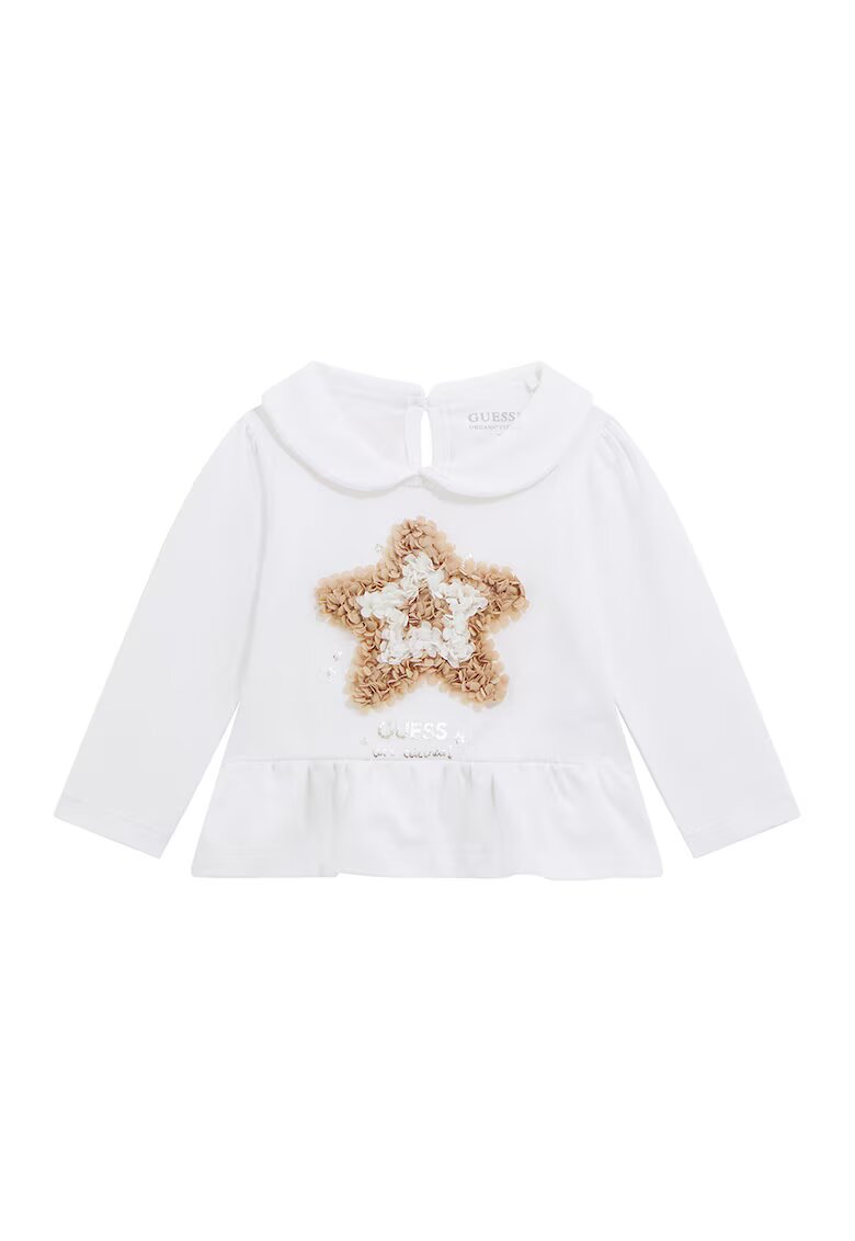 GUESS KIDS Bluza cu aplicatii - Maro deschis/Alb optic