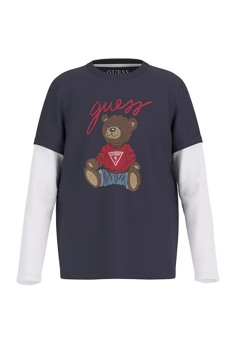 GUESS KIDS Bluza cu aspect 2-in-1 - Rosu/Albastru prafuit/Alb optic