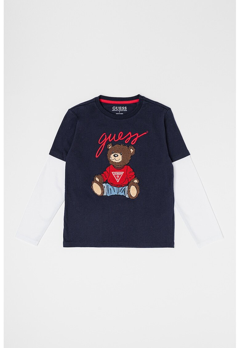 GUESS KIDS Bluza cu aspect 2in1 - Alb/Bleumarin