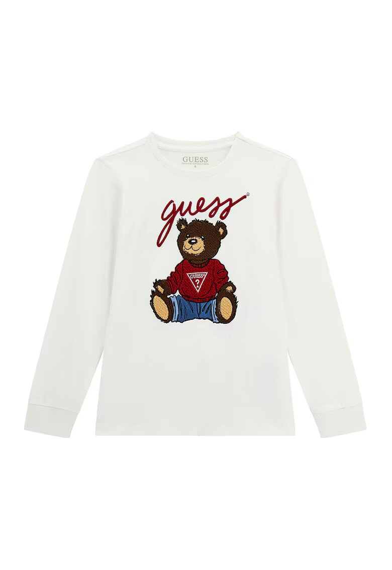 GUESS KIDS Bluza cu imprimeu logo - Rosu/Maro/Alb murdar