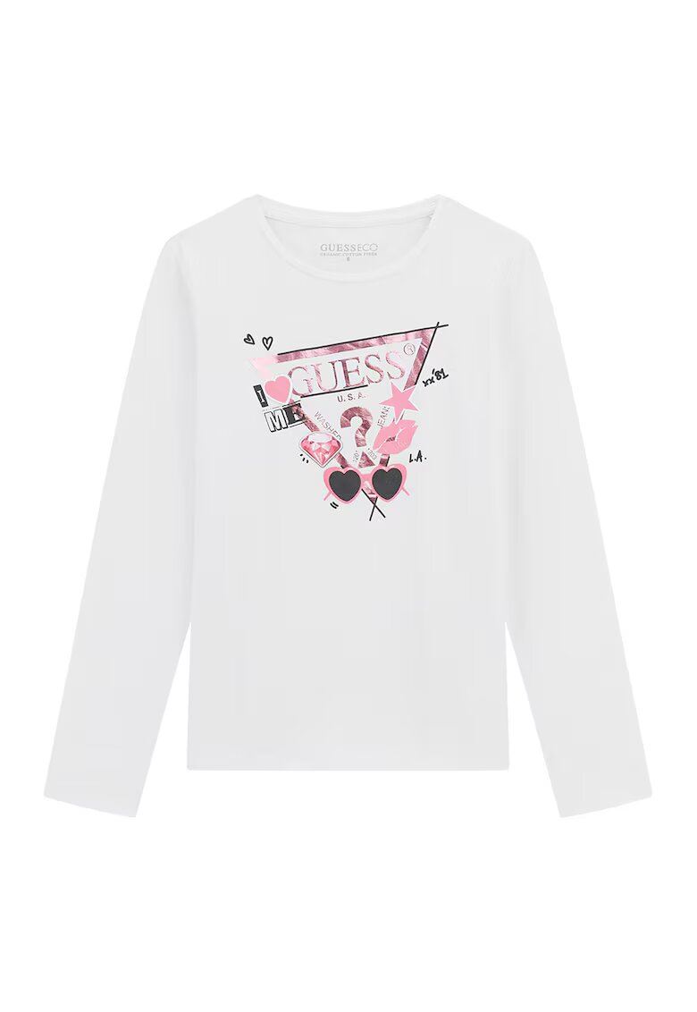 GUESS KIDS Bluza cu imprimeu logo - Roz deschis/Alb optic