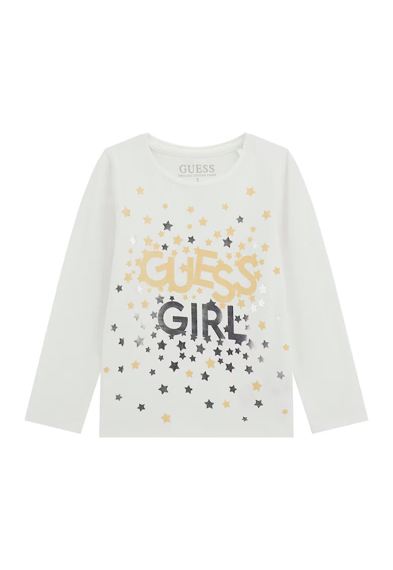 GUESS KIDS Bluza cu maneci lungi si imprimeu logo - Negru/Galben sofran/Verde pal