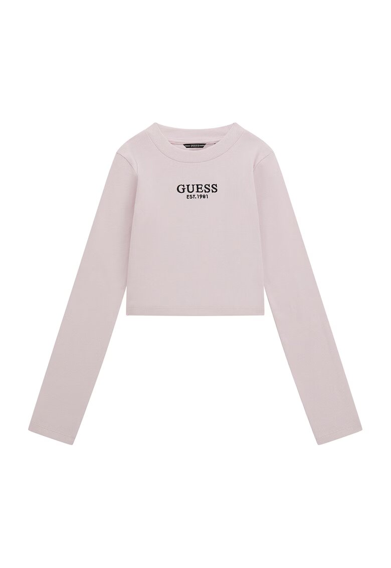 GUESS KIDS Bluza cu striatii si logo brodat - Lila pal