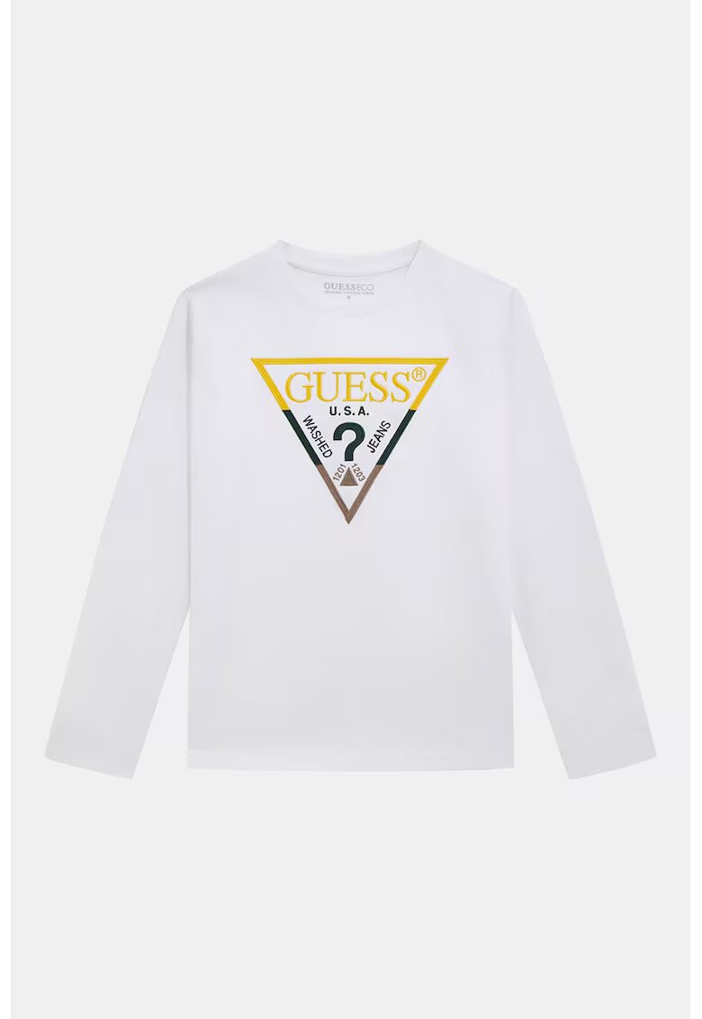 GUESS KIDS Bluza de bumbac cu logo brodat - Negru/Galben sofran/Alb optic