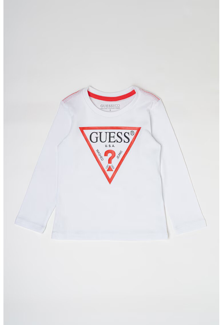 GUESS KIDS Bluza de bumbac organic cu imprimeu logo - Alb optic
