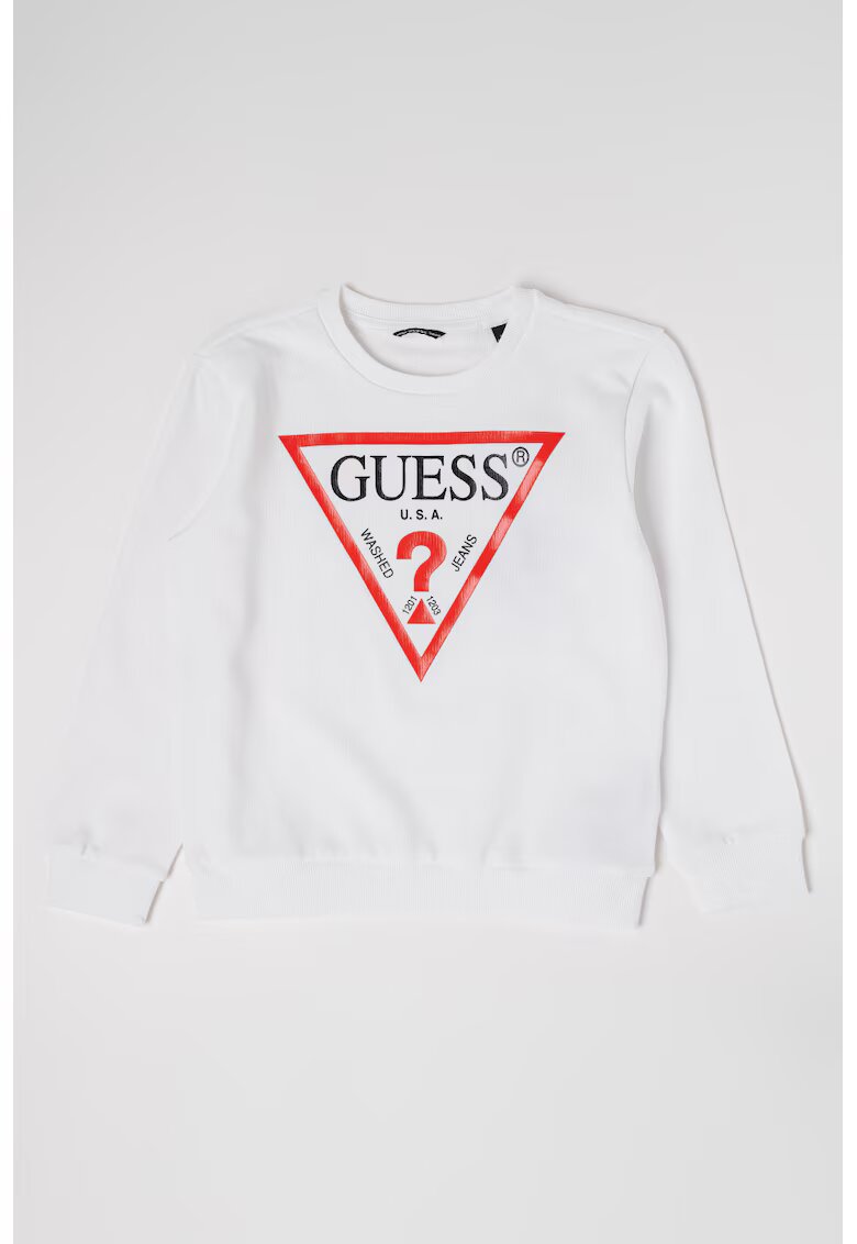GUESS KIDS Bluza de trening cu decolteu la baza gatului si logo - Rosu/Alb