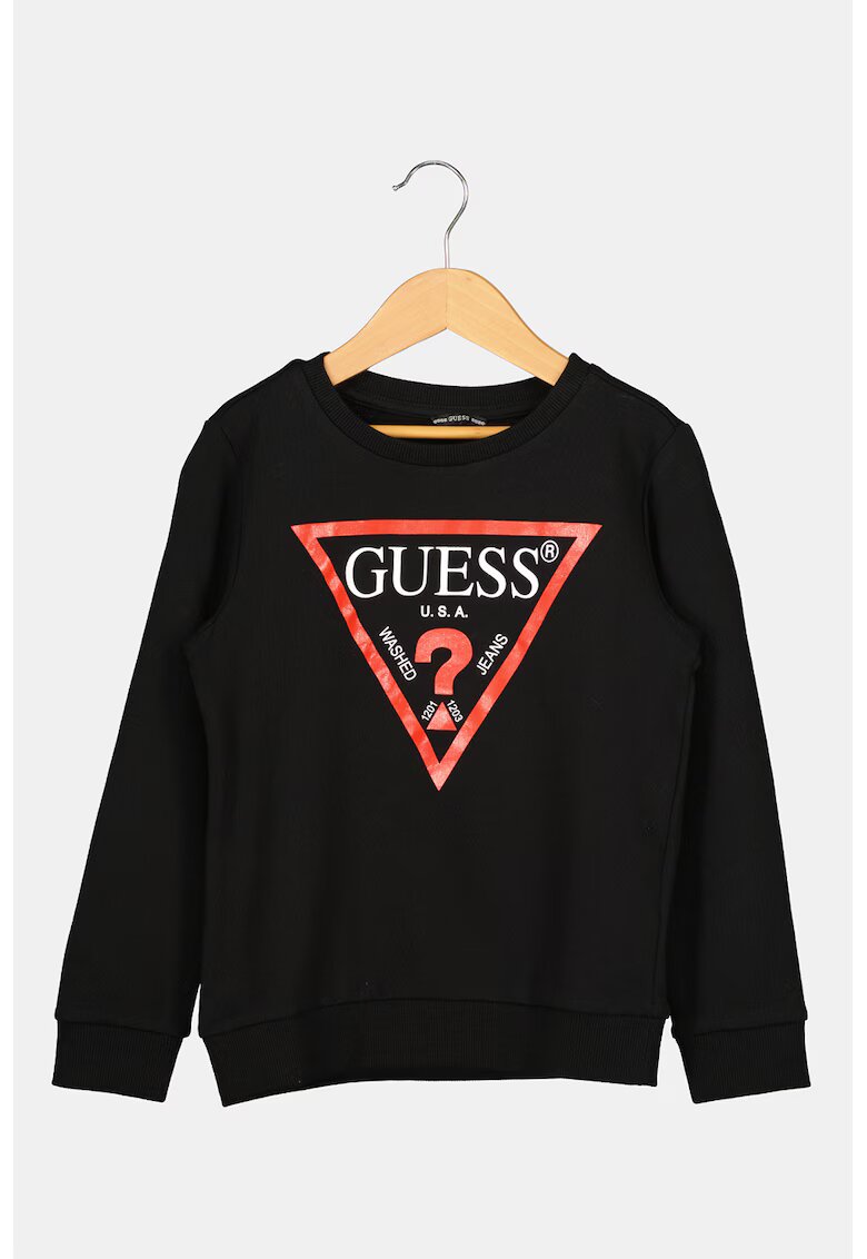 GUESS KIDS Bluza de trening cu decolteu la baza gatului si logo - Rosu/Alb/Negru