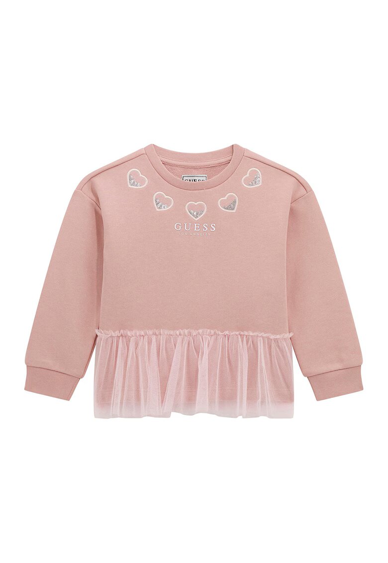 GUESS KIDS Bluza de trening cu garnitura cu tul - Roz prafuit
