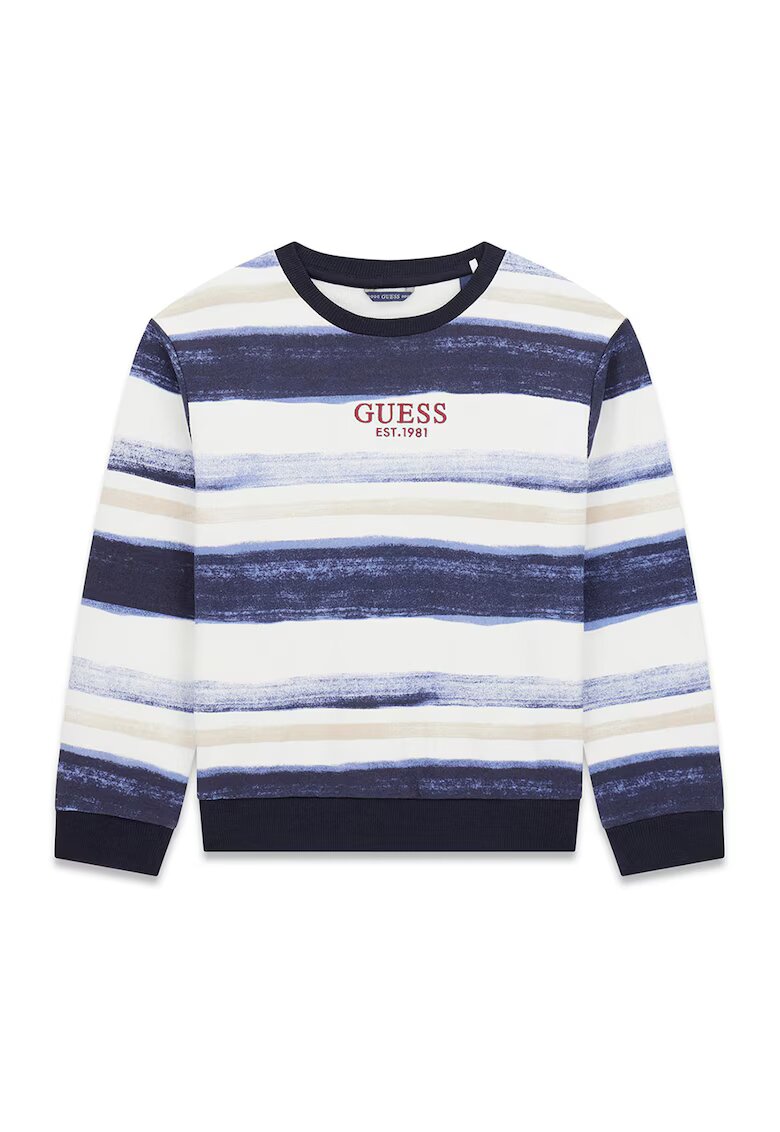 GUESS KIDS Bluza de trening cu imprimeu logo - Albastru inchis/Alb murdar