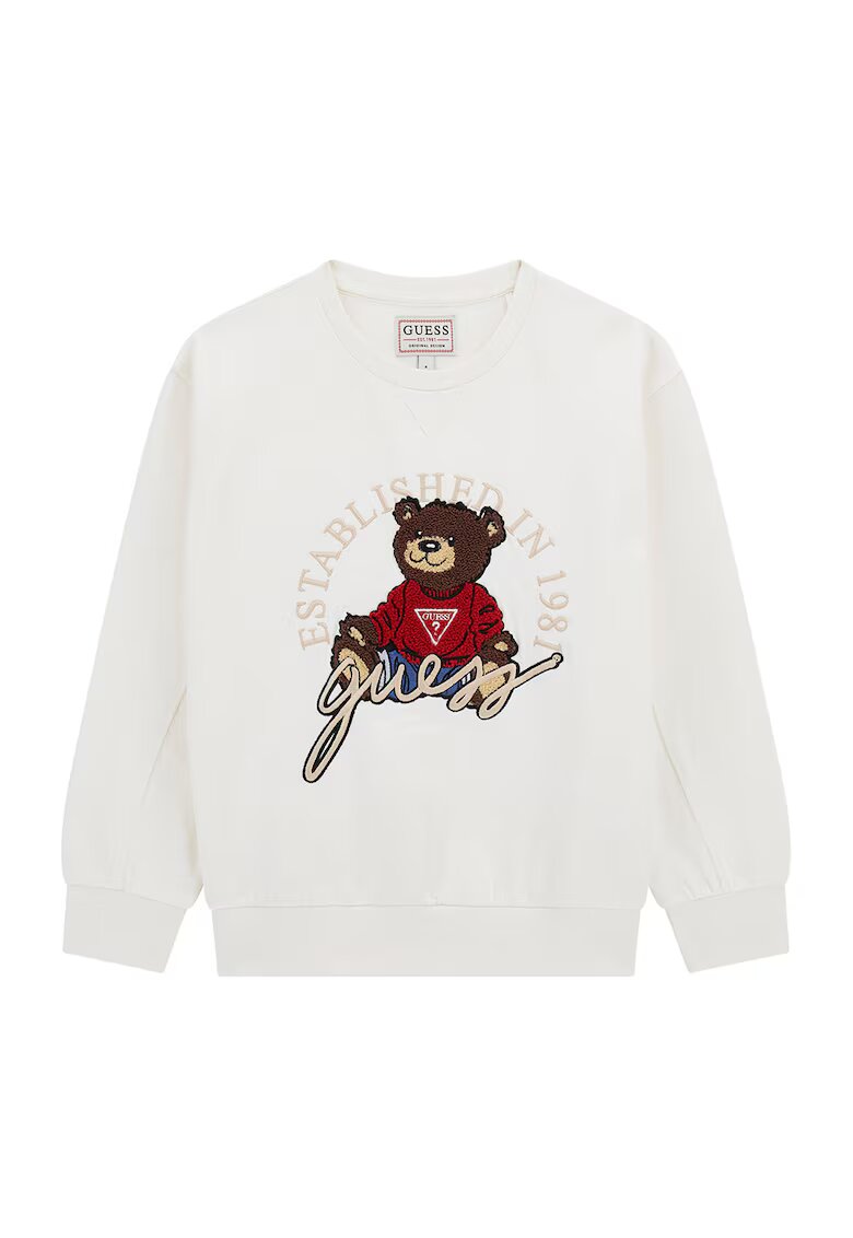 GUESS KIDS Bluza de trening cu logo aplicat - Rosu/Alb/Maro