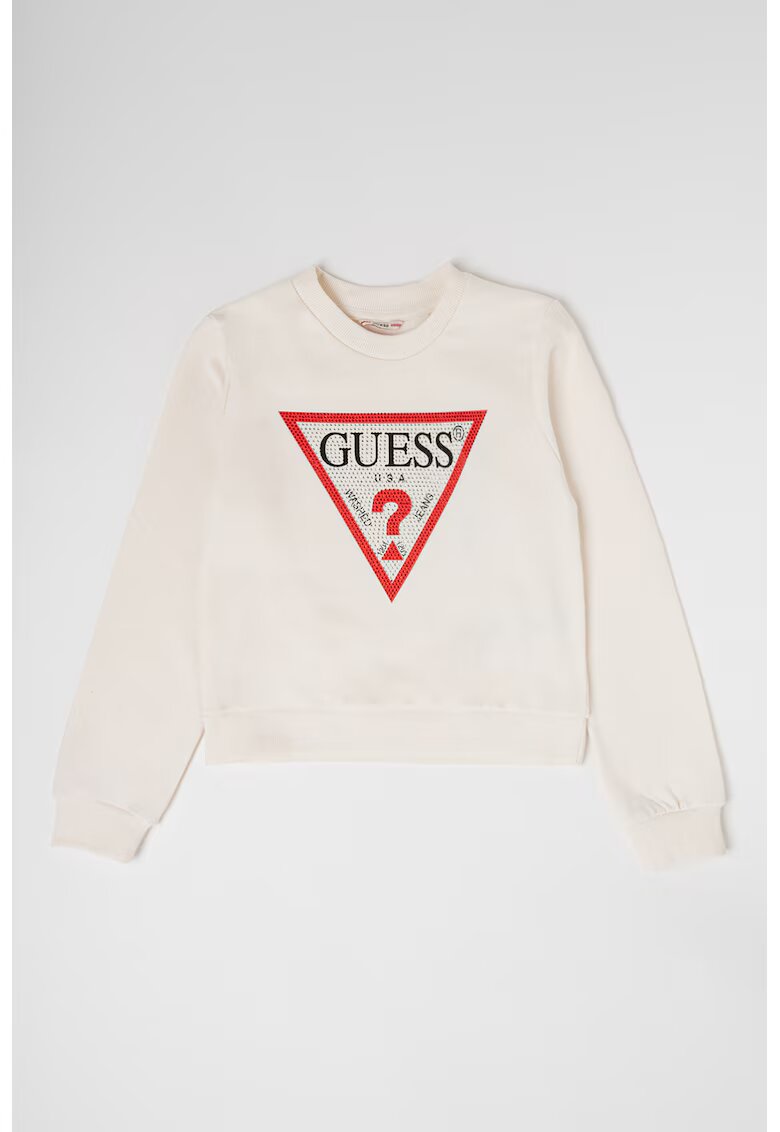 GUESS KIDS Bluza de trening cu strasuri - Rosu/Negru stins/Crem