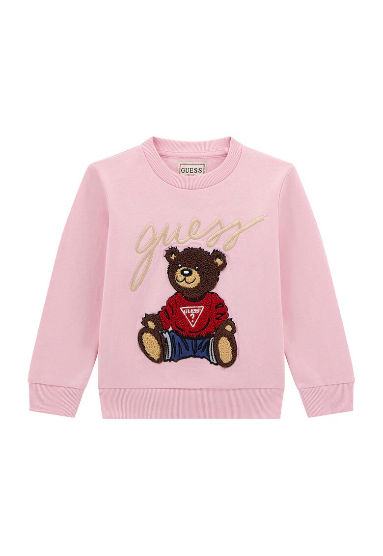 GUESS KIDS Bluza de trening din bumbac cu logo aplicat - Rosu/Maro/Roz pastel