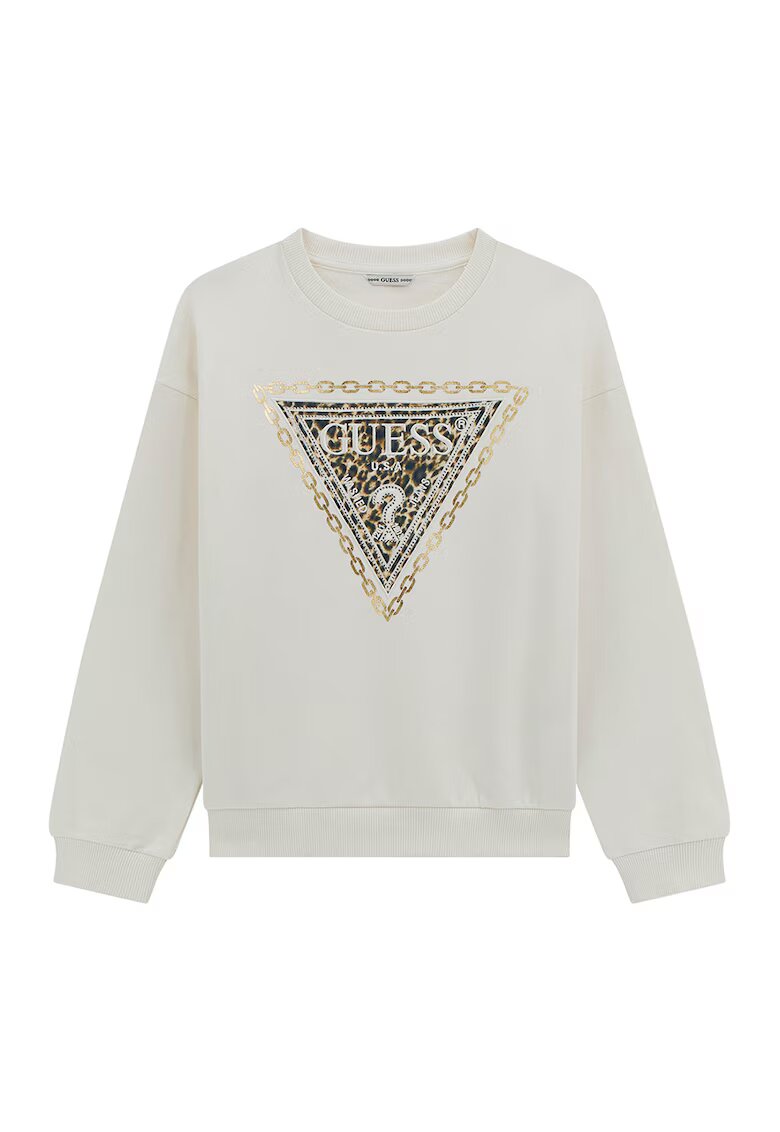 GUESS KIDS Bluza de trening din bumbac cu logo - Auriu/Alb fildes