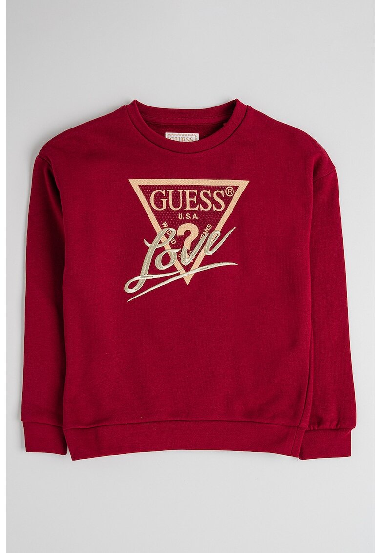 GUESS KIDS Bluza de trening din bumbac cu logo - Auriu/Visiniu