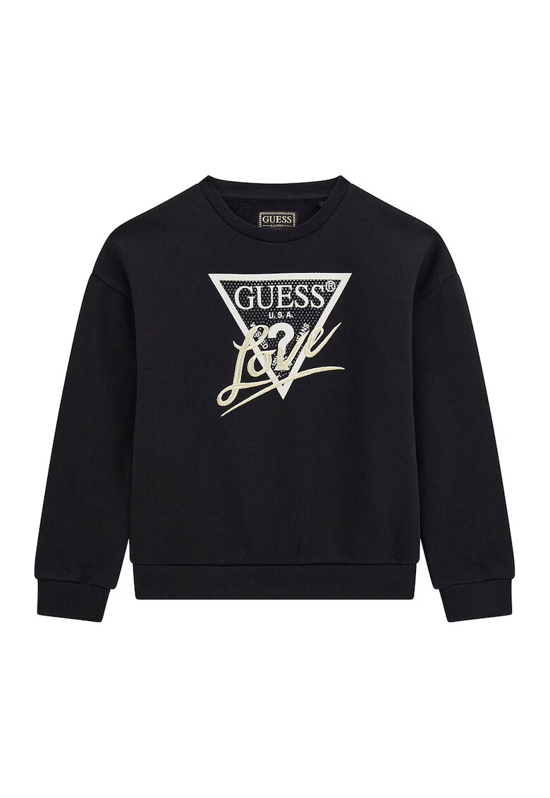 GUESS KIDS Bluza de trening din bumbac cu logo - Negru