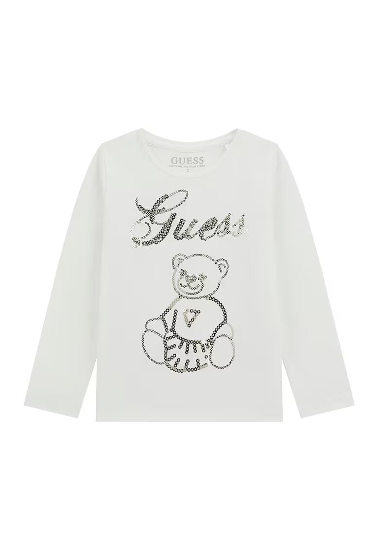 GUESS KIDS Bluza din amestec de bumbac cu paiete - Auriu/Alb fildes
