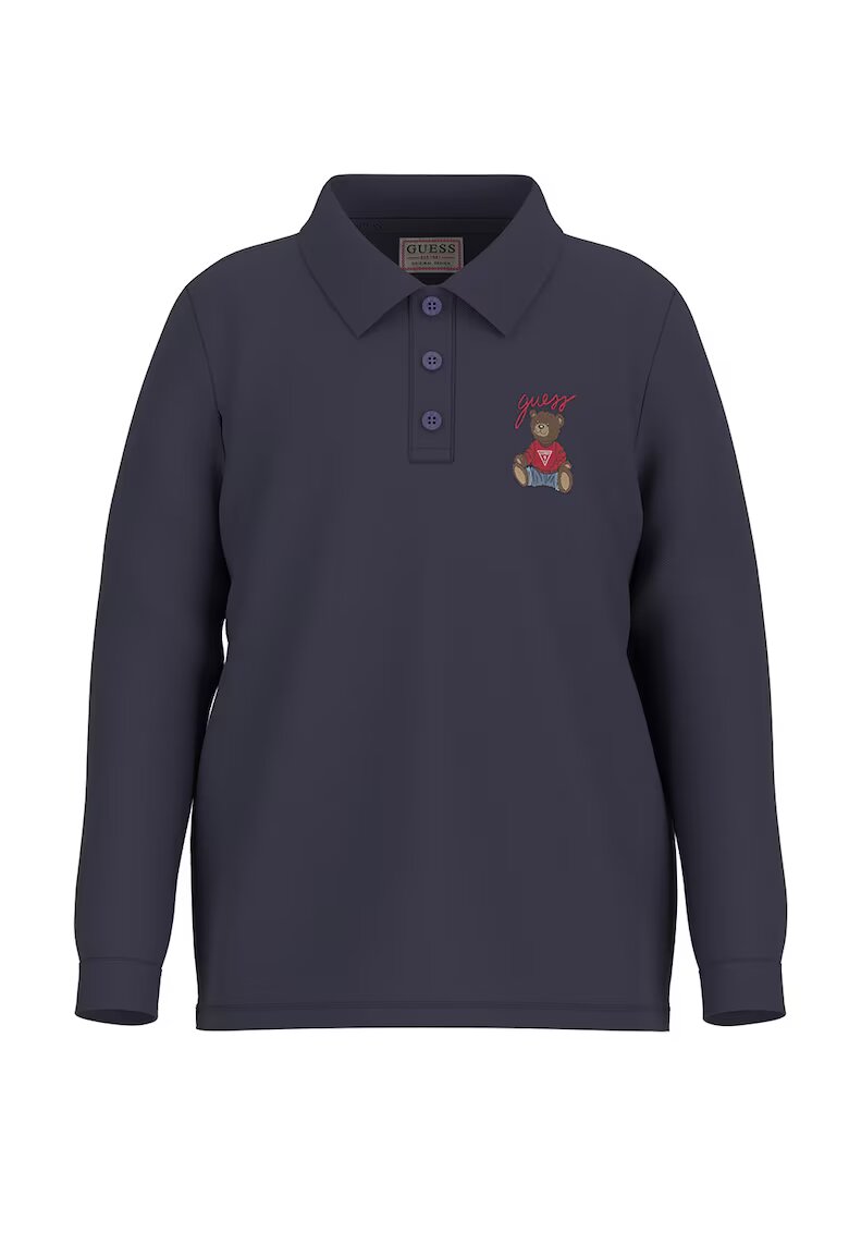 GUESS KIDS Bluza polo cu broderie logo - Albastru prafuit
