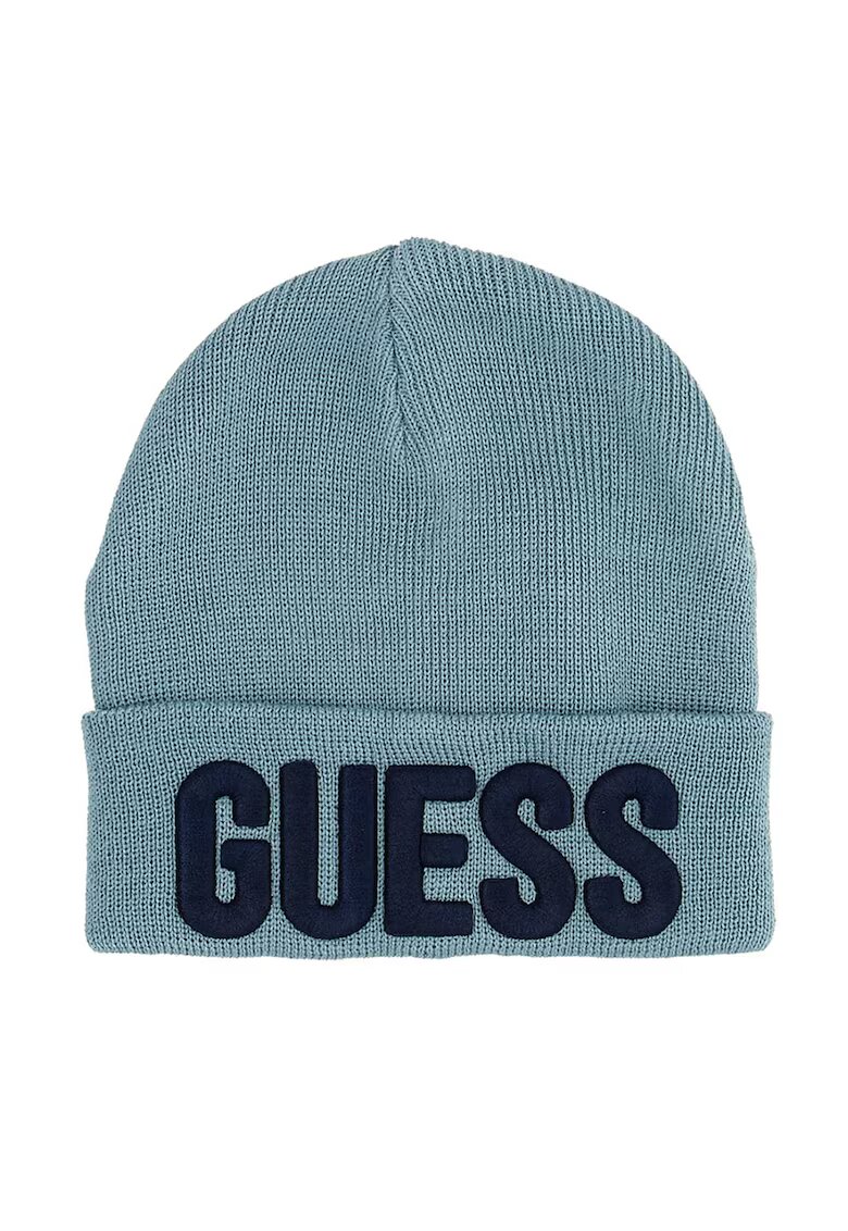 GUESS KIDS Caciula elastica cu imprimeu logo - Albastru ultramarin/Albastru petrol