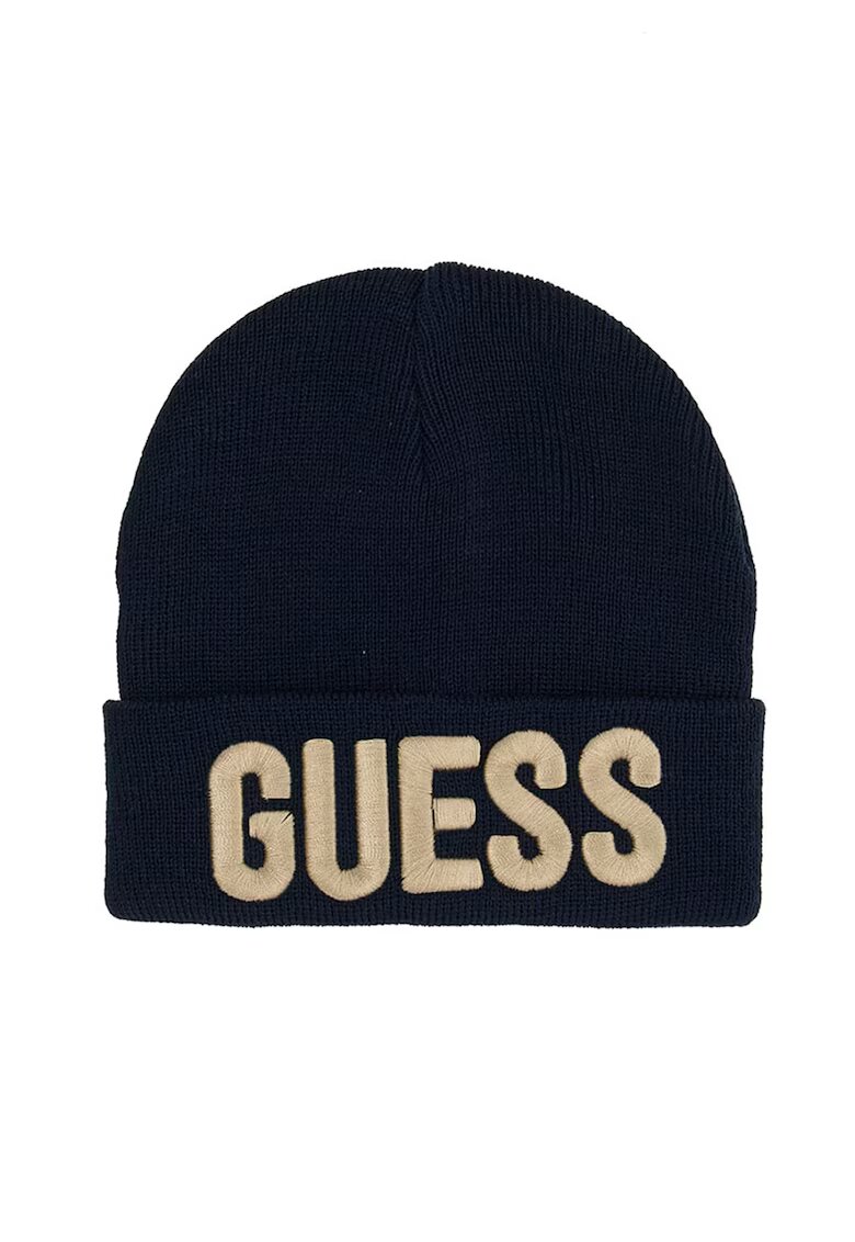 GUESS KIDS Caciula elastica cu imprimeu logo - Albastru ultramarin/Bej