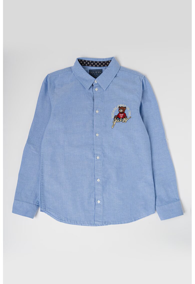 GUESS KIDS Camasa de bumbac cu maneci lungi - Albastru lavanda/Galben pal/Rosu inchis