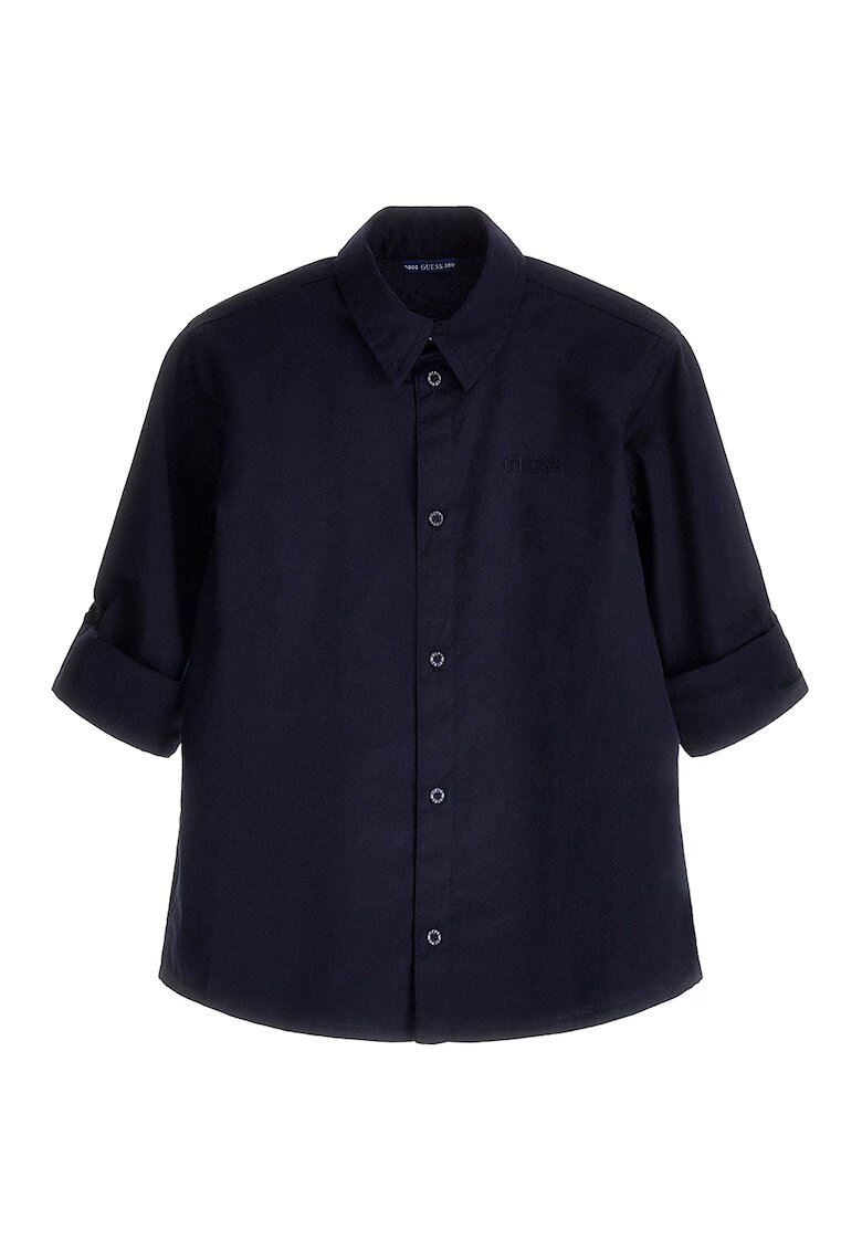 GUESS KIDS Camasa din amestec de bumbac cu guler ascutit - Bleumarin