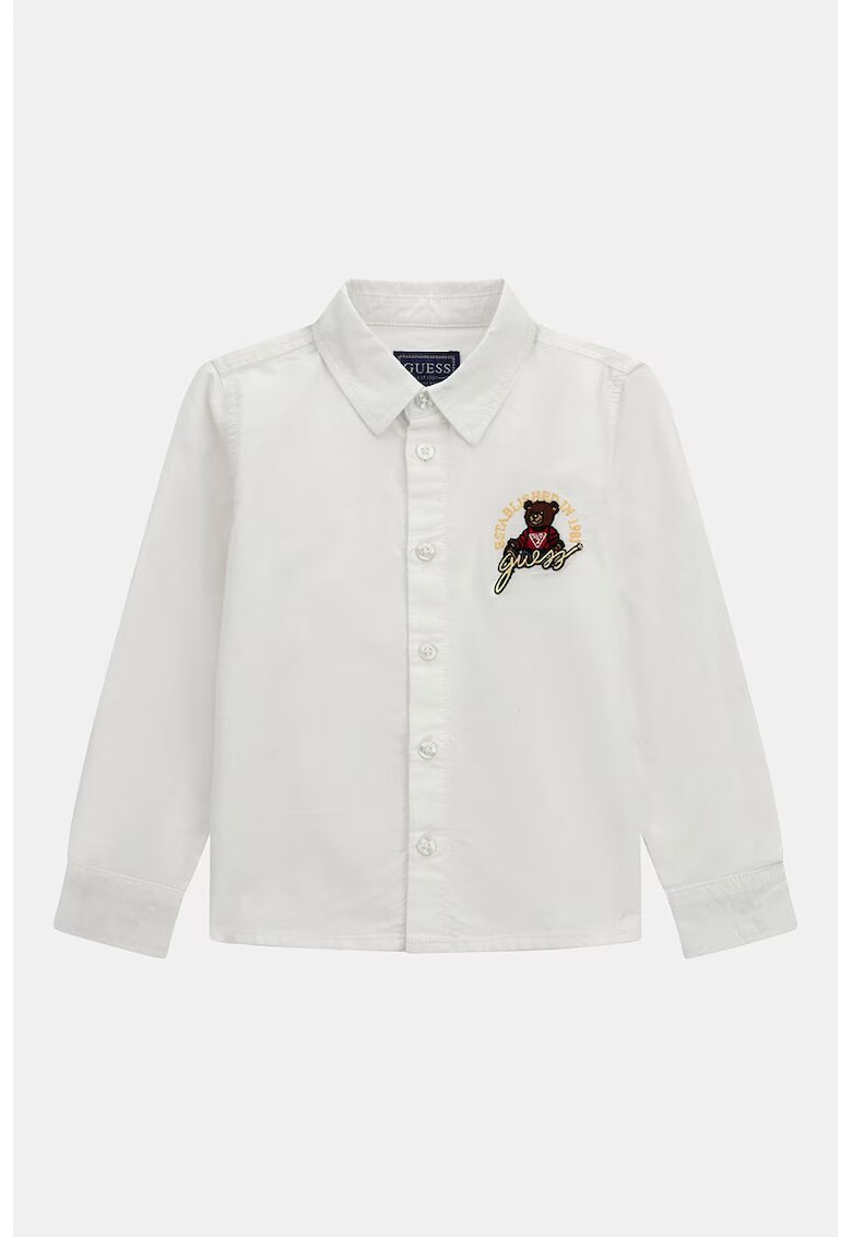 GUESS KIDS Camasa din bumbac cu logo brodat pe piept - Negru/Galben pal/Alb murdar