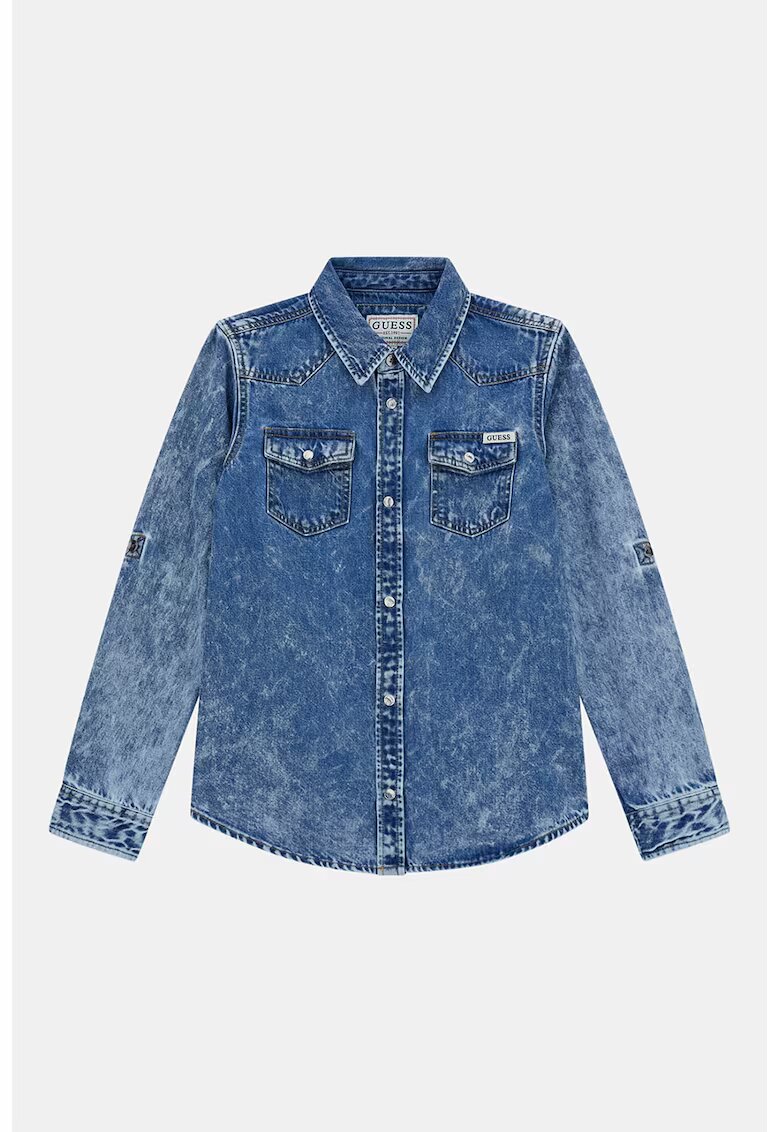 GUESS KIDS Camasa din denim cu nasturi - Albastru