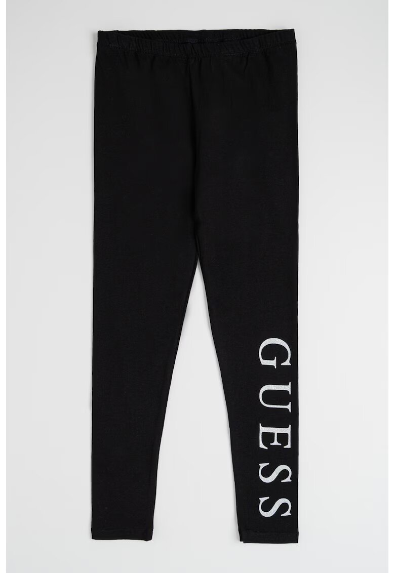 GUESS KIDS Colanti din amestec de bumbac cu imprimeu logo - Negru/Argintiu