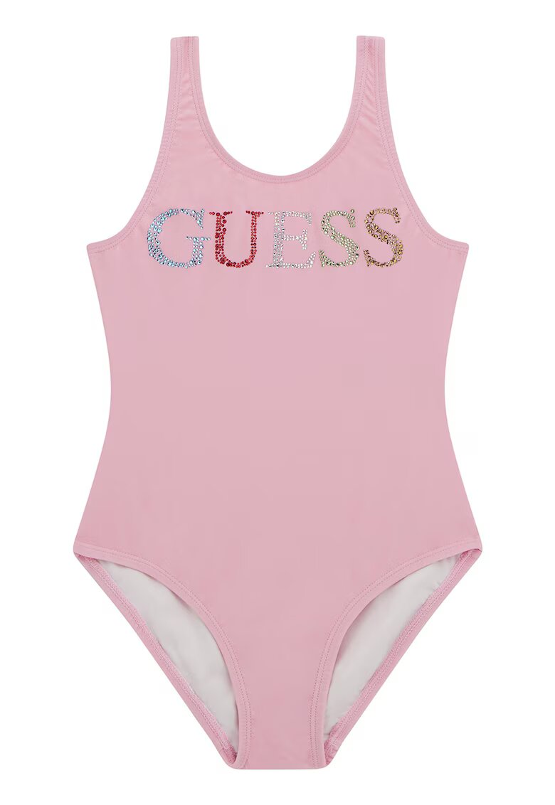 GUESS KIDS Costum de baie intreg cu logo din strasuri - Roz pastel