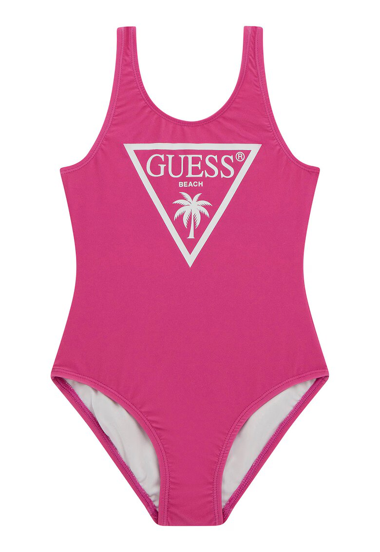 GUESS KIDS Costum de baie intreg cu logo - Fucsia/Alb murdar