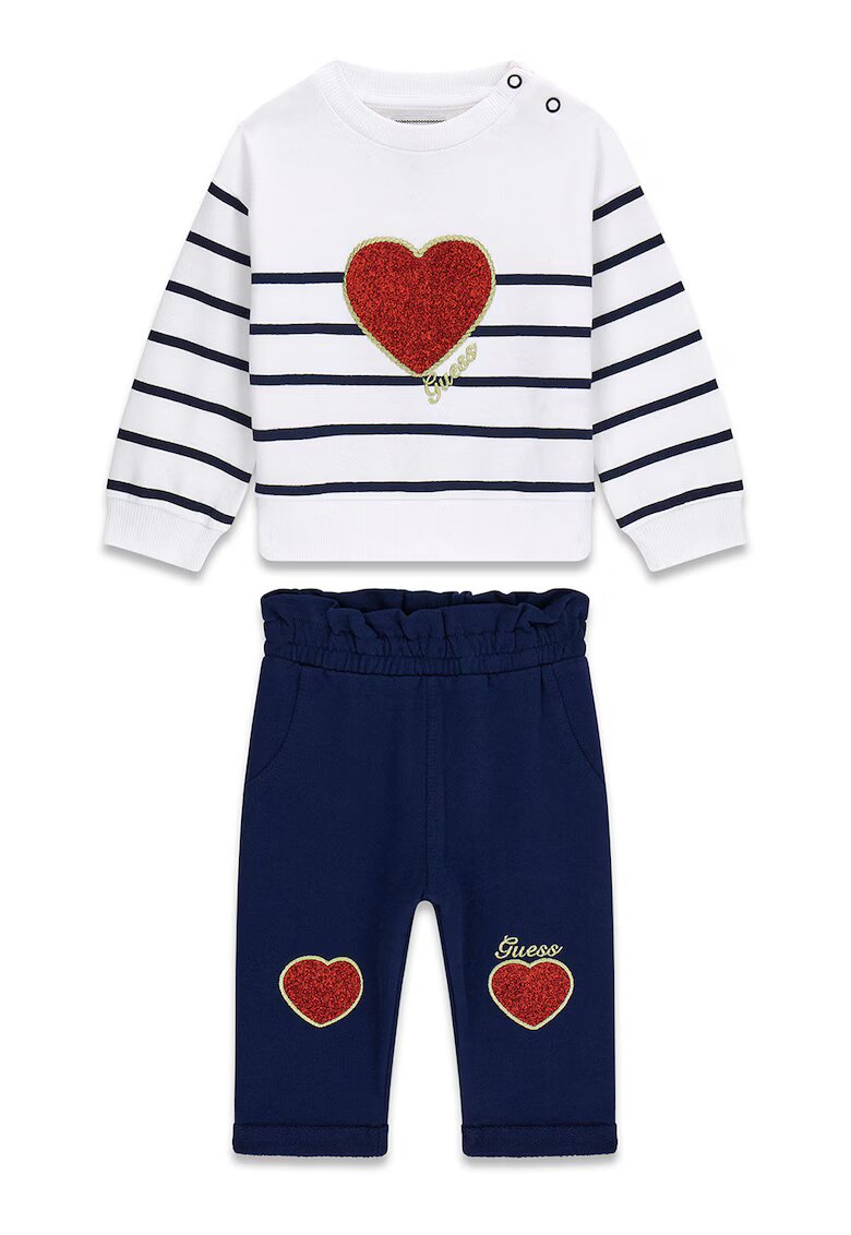 GUESS KIDS Costum de trening cu inimi din particule stralucitoare - Alb/Albastru ultramarin
