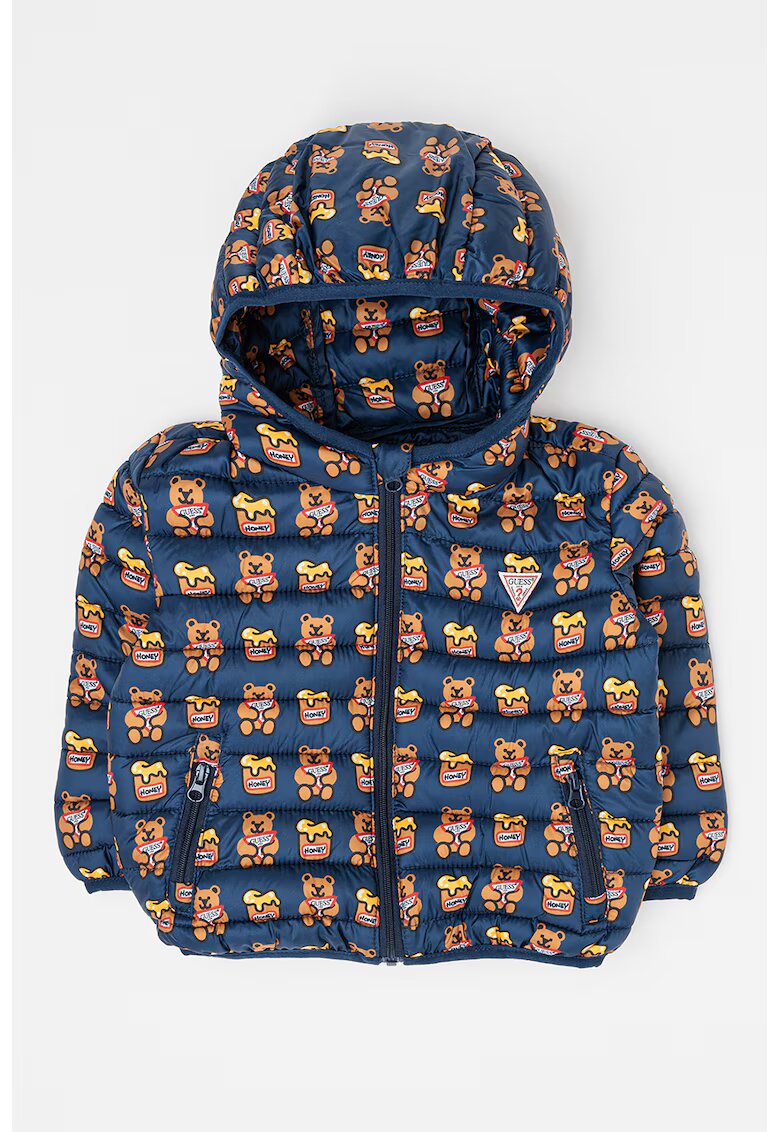 GUESS KIDS Geaca matlasata cu gluga - Maro/Bleumarin