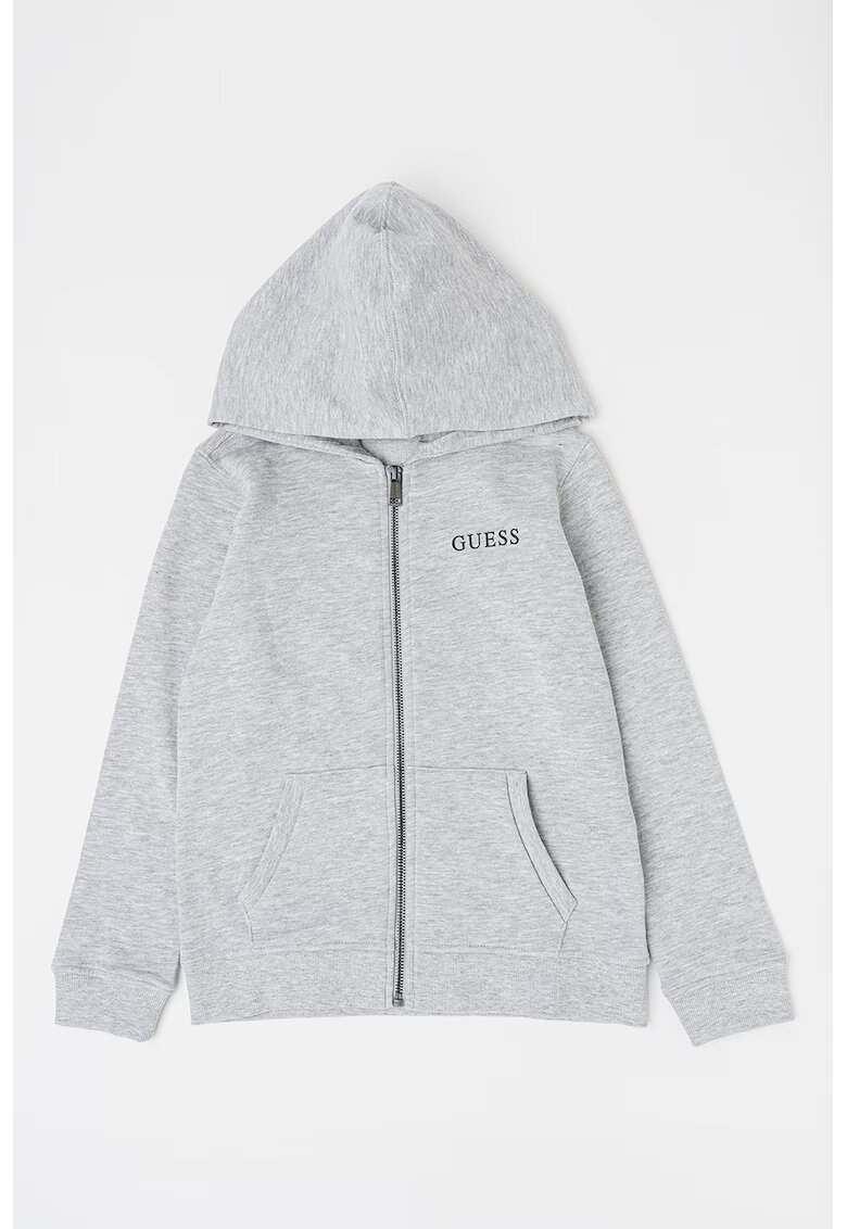 GUESS KIDS Hanorac cu fermoar si logo - Gri melange