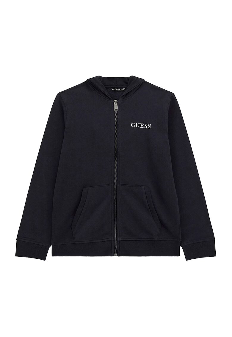 GUESS KIDS Hanorac cu fermoar si logo - Negru