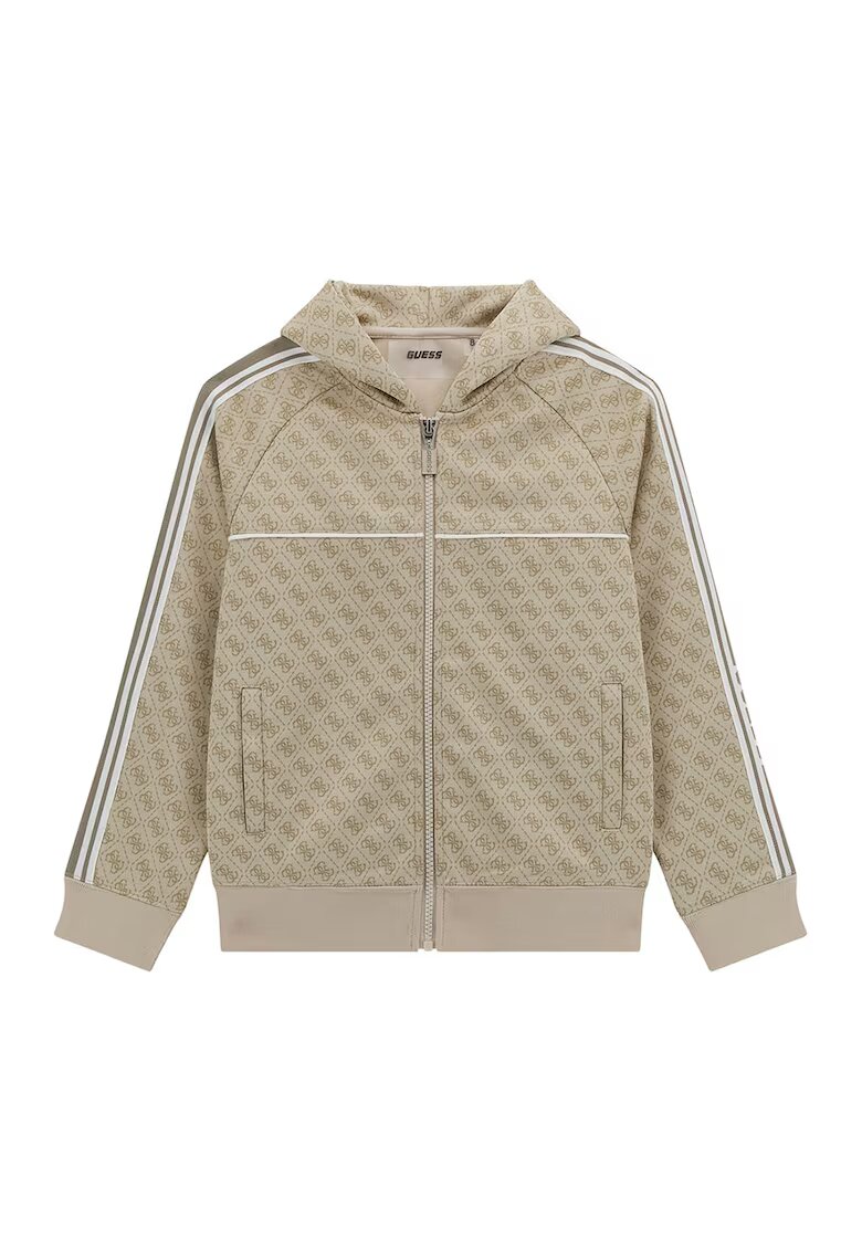 GUESS KIDS Hanorac cu fermoar si model monograma - Bej