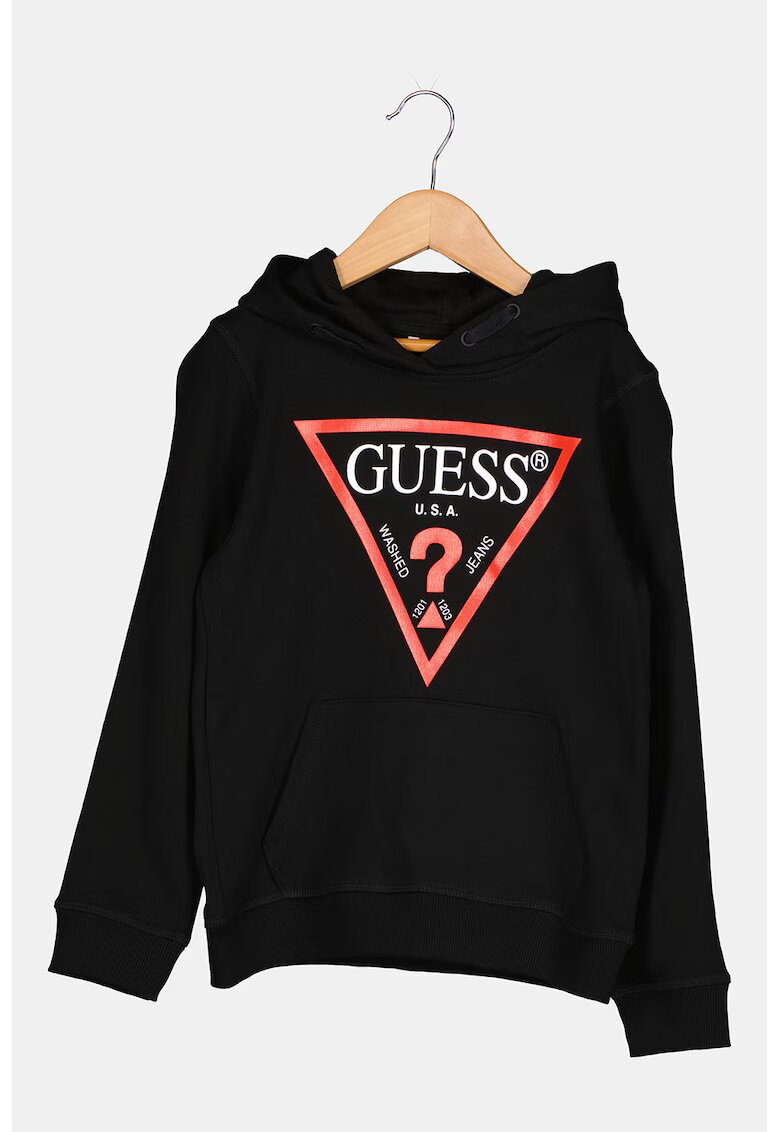 GUESS KIDS Hanorac de bumbac cu buzunar kangaroo - Rosu/Negru