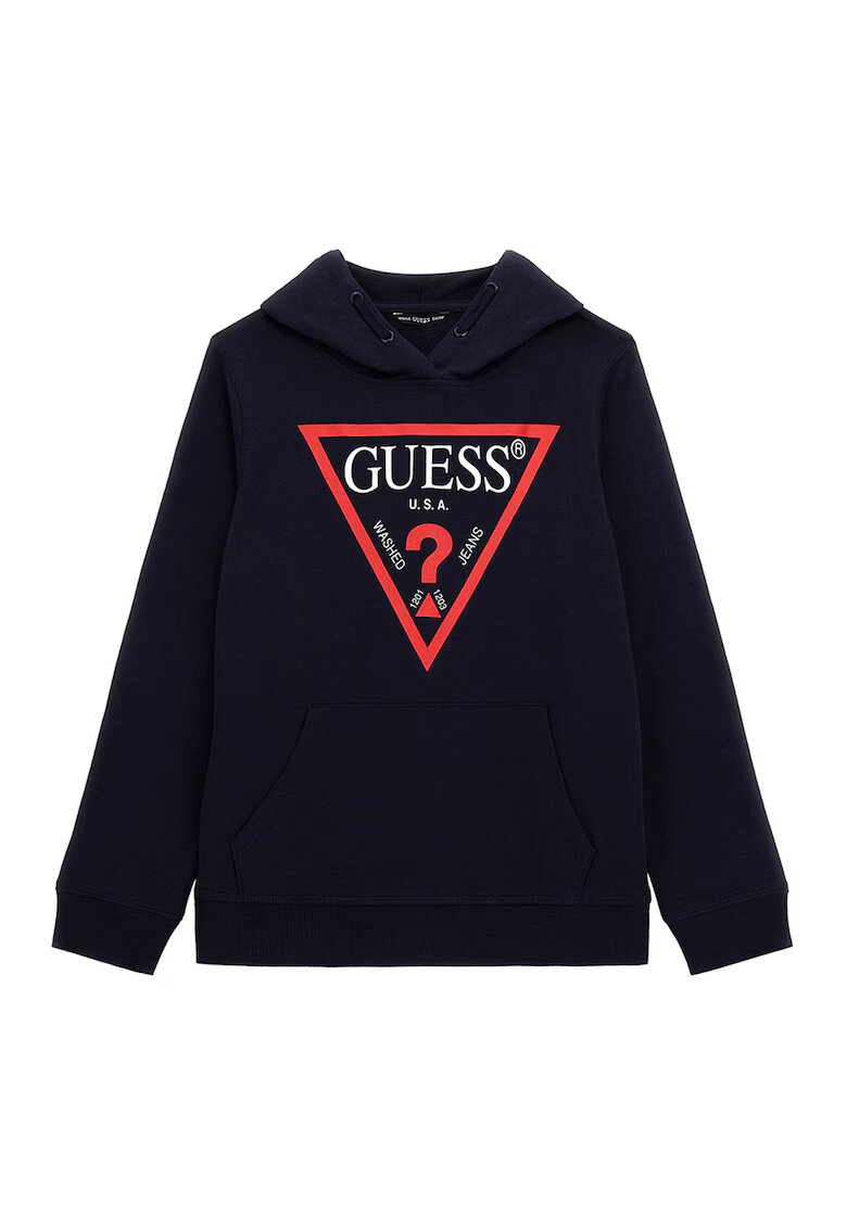 GUESS KIDS Hanorac de bumbac cu buzunar kangaroo - Rosu/Negru stins/Alb optic