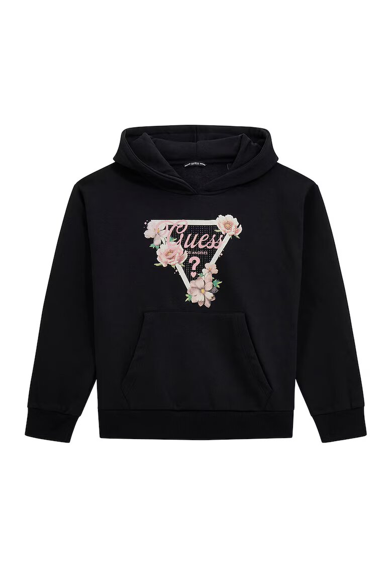 GUESS KIDS Hanorac supradimensionat cu strasuri - Negru/Roz deschis
