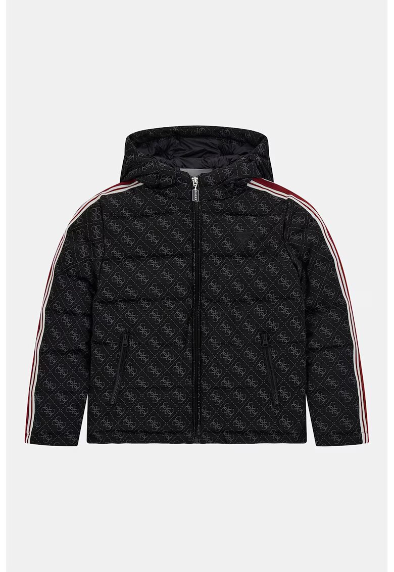GUESS KIDS Jacheta cu gluga si model monograma - Negru