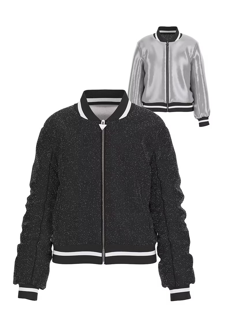 GUESS KIDS Jacheta cu model reversibil - Negru/Argintiu