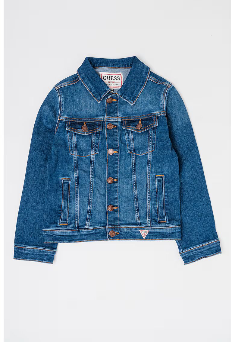 GUESS KIDS Jacheta din denim cu buzunare frontale - Albastru melange