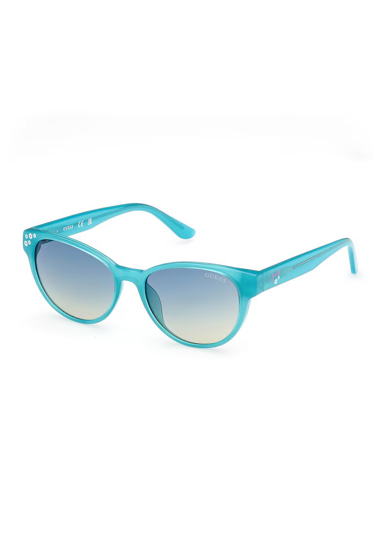 GUESS KIDS Ochelari de soare rotunzi cu logo - Albastru glaciar