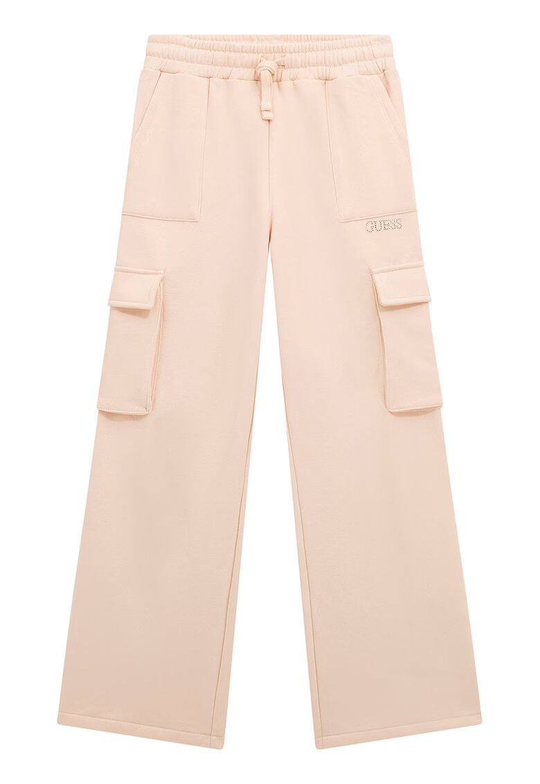 GUESS KIDS Pantaloni cargo cu croiala ampla si snur - Bej deschis