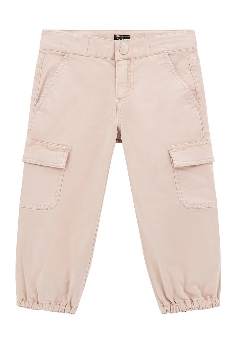 GUESS KIDS Pantaloni cargo cu mansete elastice - Bej deschis